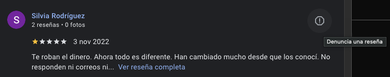 denunciar reseña falsa en google maps