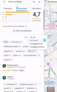 ordinare recensioni google maps per data piu recenti