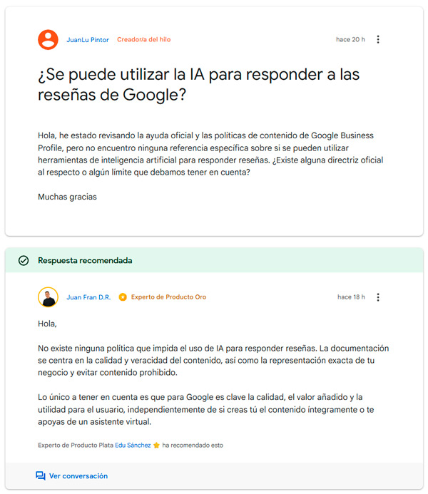 se puede responder resenas ia google 1