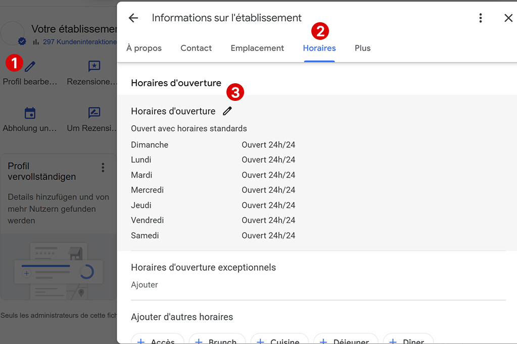changer horaires google my business