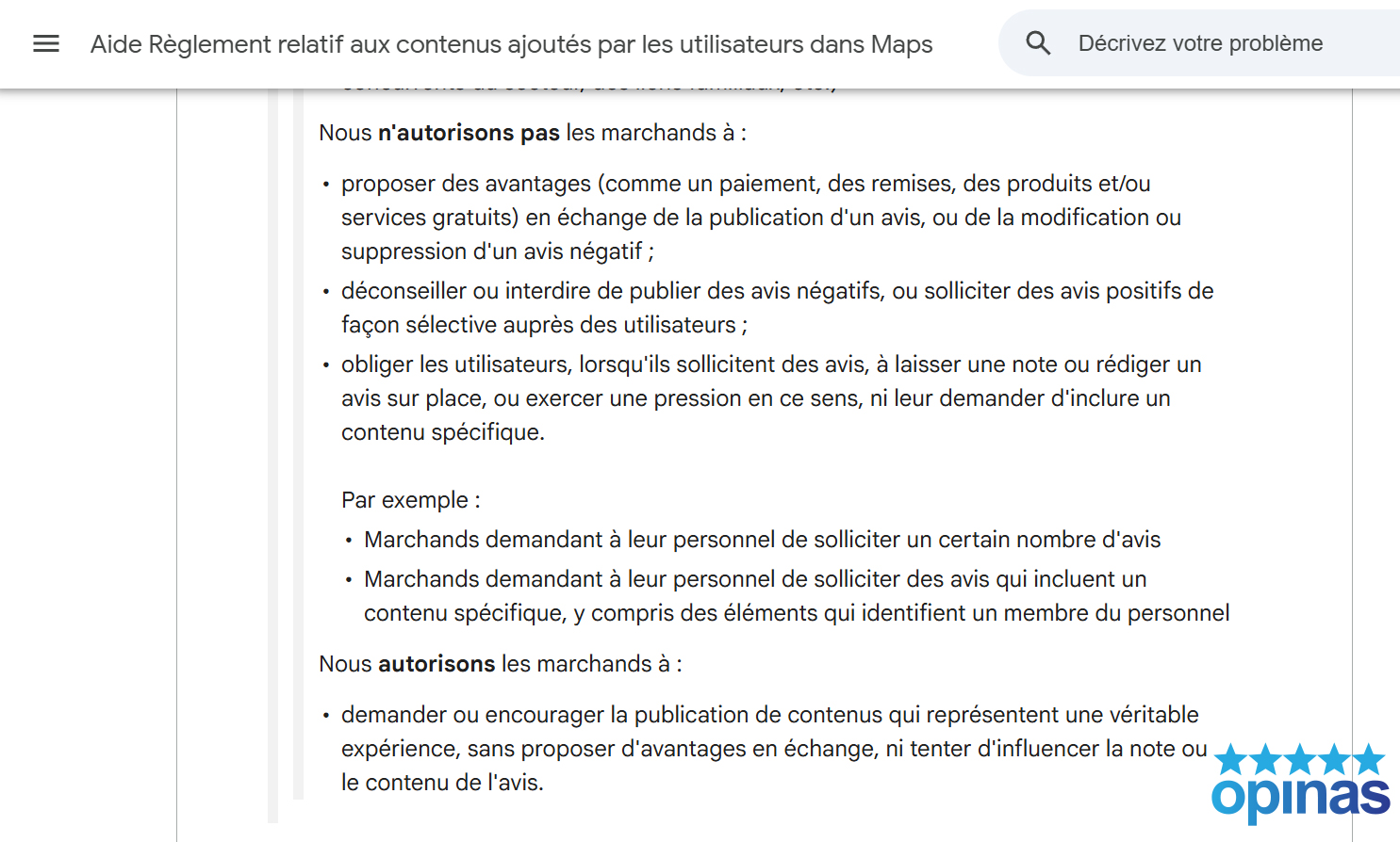 google interdit mentions employes avis 1