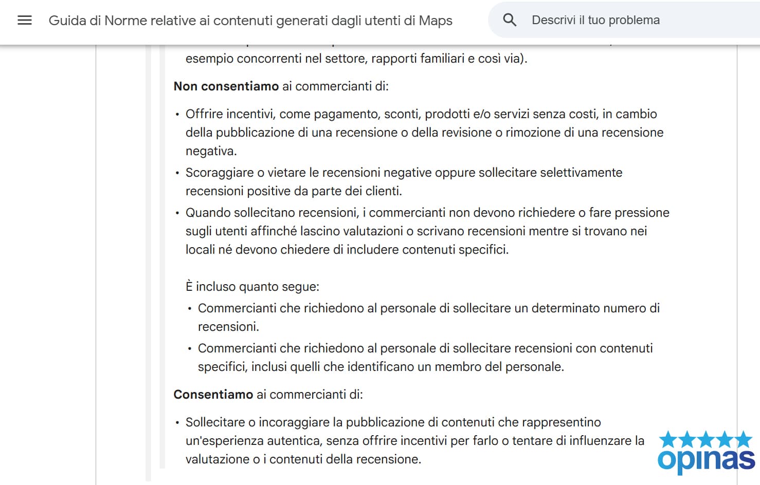 google vieta menzioni dipendenti recensioni 1