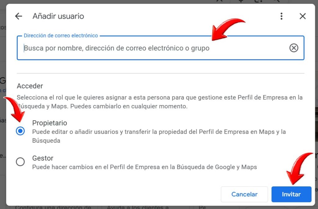 como dar acceso perfil empresa google 4