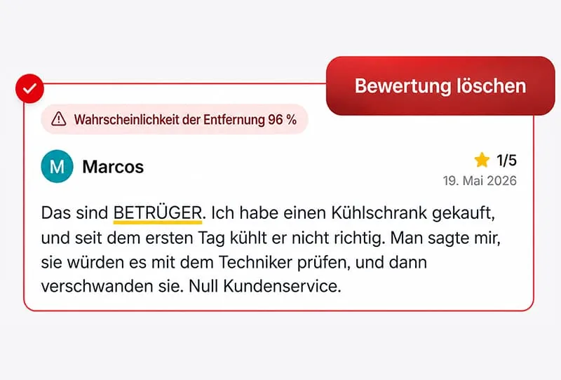 Bewertungen in OPINAS entfernen