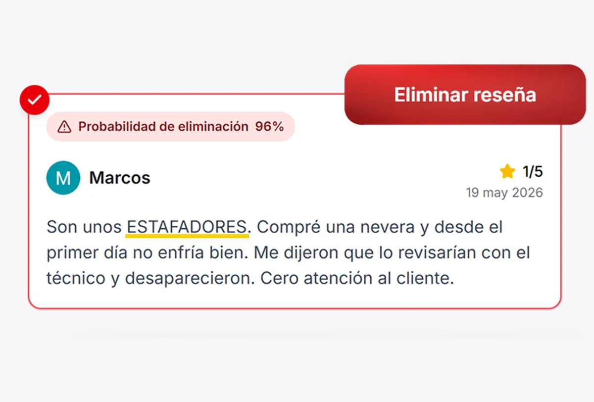 Eliminar reseñas en Opinas