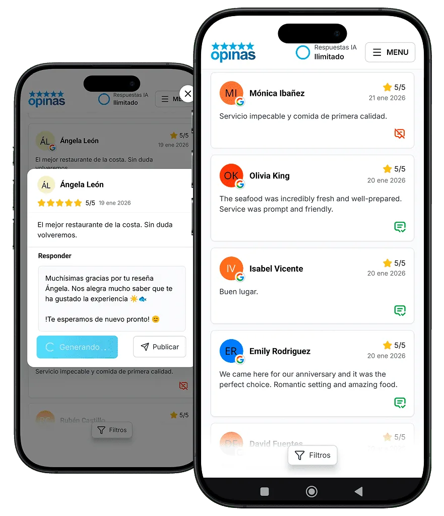 App OPINAS para gestión de reseñas