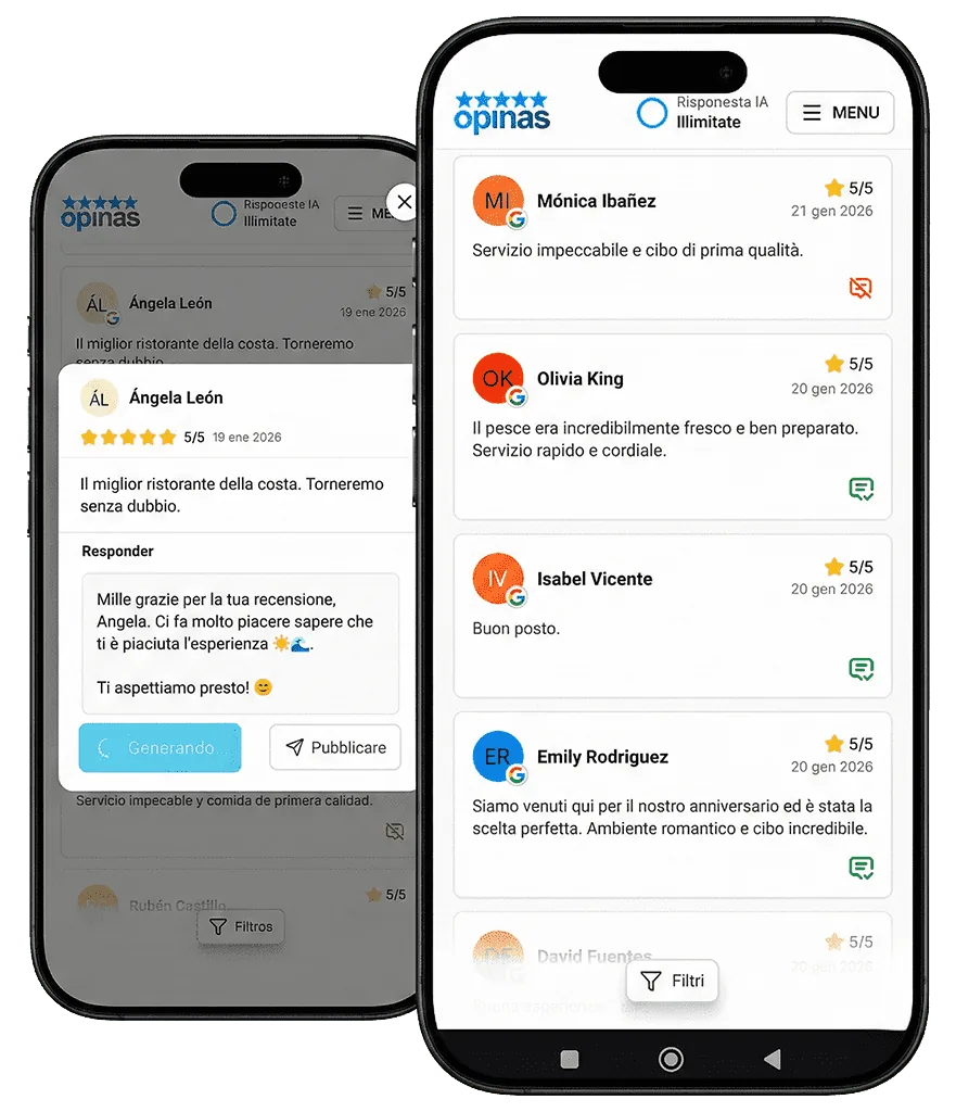 App OPINAS per la gestione delle recensioni