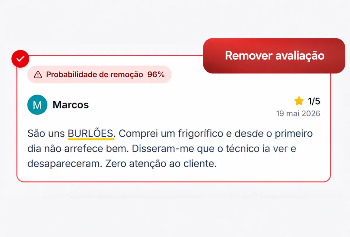 Remover avaliações na OPINAS