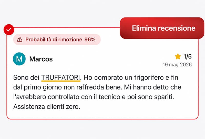 Rimuovi recensioni in OPINAS